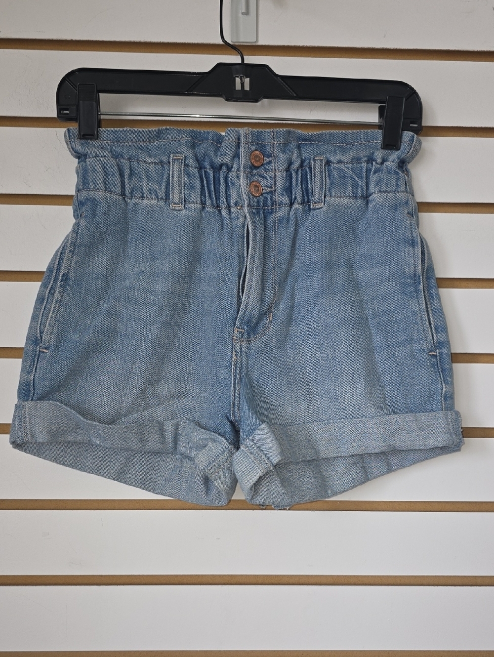 Hollister Denim Paperbag Waist Rolled Hem Shorts